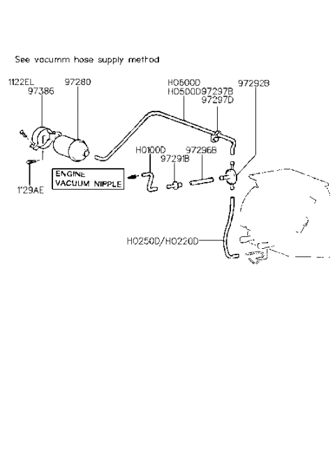 1992 Hyundai Scoupe Bracket Assembly-Vacuum Tank Mounting Diagram for 97386-24001