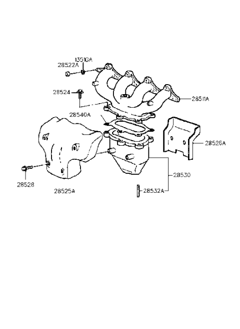 1992 Hyundai Scoupe Exhaust Manifold (G4DJ) Diagram 2