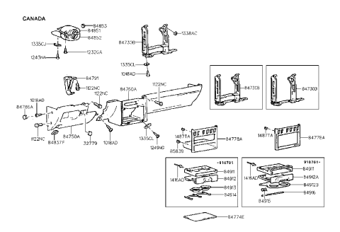 1990 Hyundai Scoupe Crash Pad Lower Diagram 2