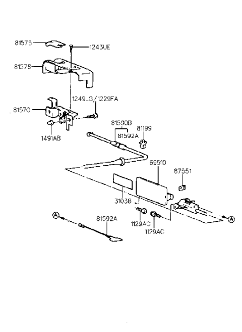 2004 Hyundai Santa Fe Catch & Cable Assembly-Fuel Filler Diagram for 81590-23000