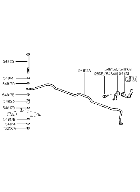 1990 Hyundai Scoupe Bush-Stabilizer Bar Diagram for 54813-24000