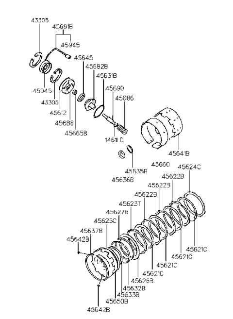 1993 Hyundai Scoupe Transaxle Brake-Auto Diagram