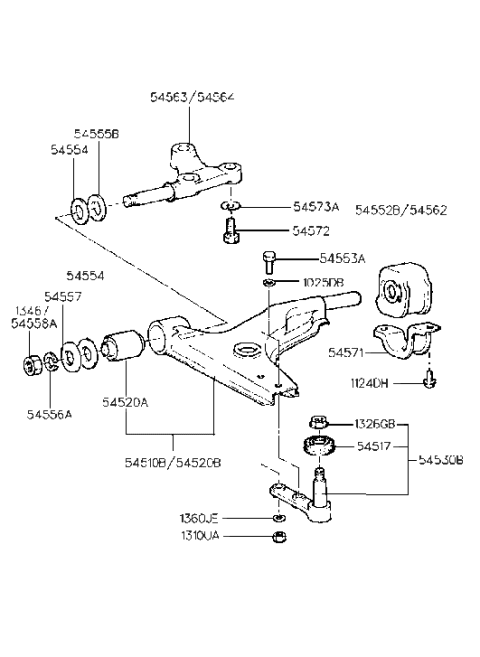 1990 Hyundai Scoupe Front Suspension Lower Arm Diagram