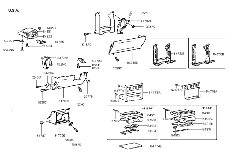 1990 Hyundai Scoupe Guide-Drink Holder Diagram for 84914-23000