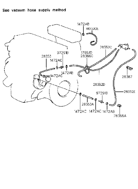 1991 Hyundai Scoupe Vacuum Hose Diagram 2