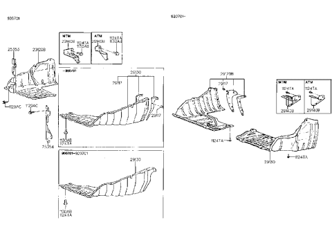 1991 Hyundai Scoupe Cover-Engine Under,LH Diagram for 29130-23300