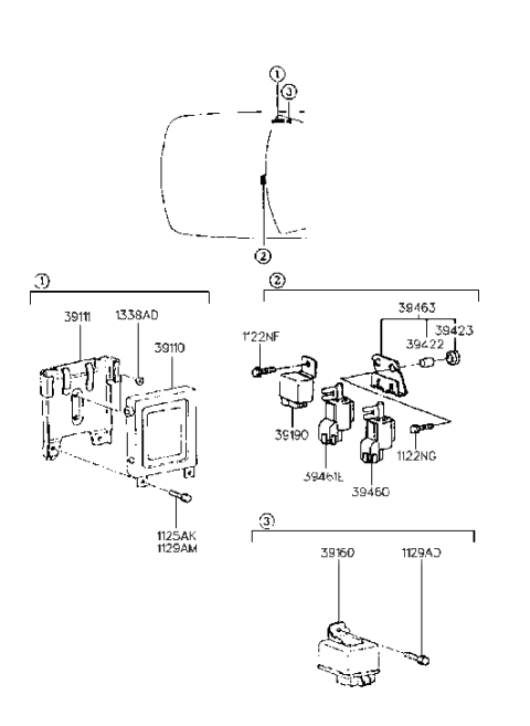 2003 Hyundai Santa Fe Relay-Power Diagram for 39160-22011