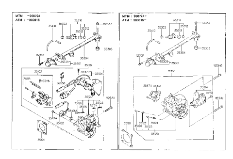 1990 Hyundai Scoupe Throttle Body & Injector (G4DJ) Diagram 1