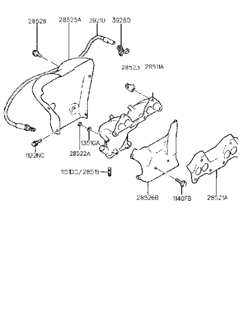 1992 Hyundai Scoupe Exhaust Manifold (G4DJ) Diagram 1