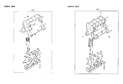 1990 Hyundai Scoupe Short Engine Assy Diagram