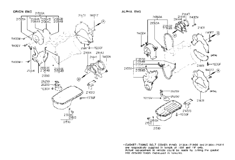 1991 Hyundai Scoupe Cover-Bell Housing Diagram for 21461-22050