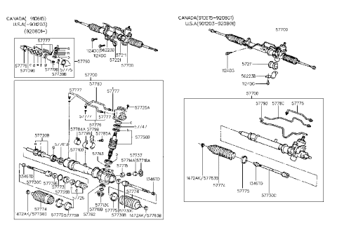 2004 Hyundai Santa Fe Band-Power Steering Gear Box Diagram for 57775-24000
