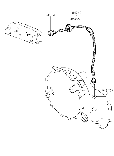 1991 Hyundai Scoupe Cable Assembly-Speedometer Diagram for 94240-23105