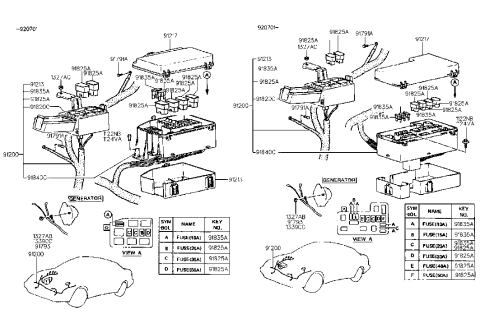 1991 Hyundai Scoupe Cover-Relay & Fuse Box,Upper Diagram for 91211-23050