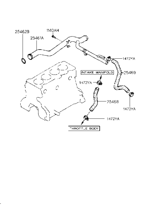 1991 Hyundai Scoupe Coolant Hose & Pipe (G4DJ) Diagram 1