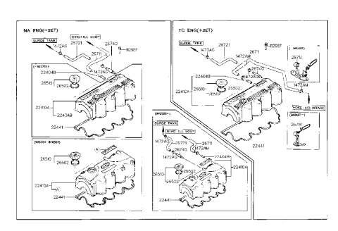 2002 Hyundai Santa Fe Cap-Oil Filler Diagram for 26510-22000