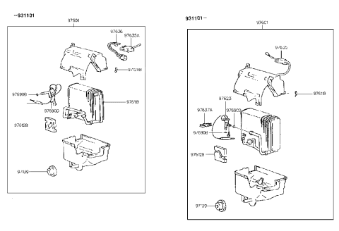 1992 Hyundai Scoupe Grommet-Evaporator Core & Seal Diagram for 97612-24000