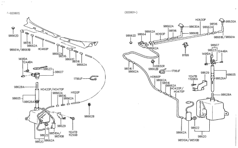 2006 Hyundai Santa Fe Front Windshield Washer Sprayer Nozzle Assembly Diagram for 98630-28000
