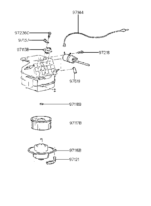 1993 Hyundai Scoupe Heater System-Blower Unit Diagram