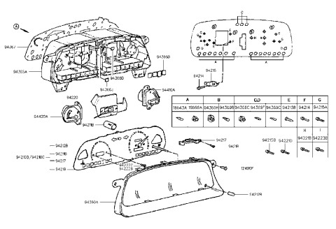 2002 Hyundai Santa Fe SPEEDOMETER Assembly(Mph) Diagram for 94210-23000