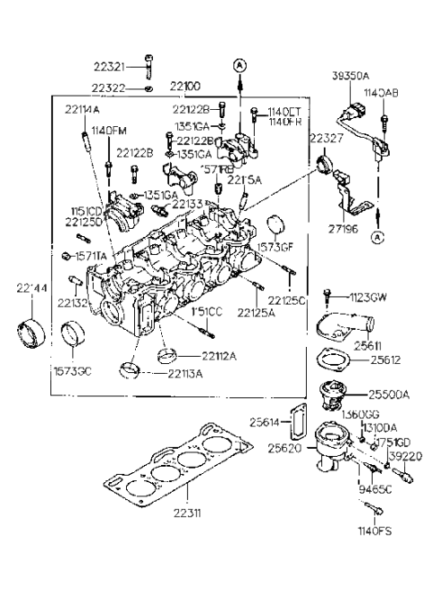 1992 Hyundai Scoupe Cylinder Head (G4DJ) Diagram 2