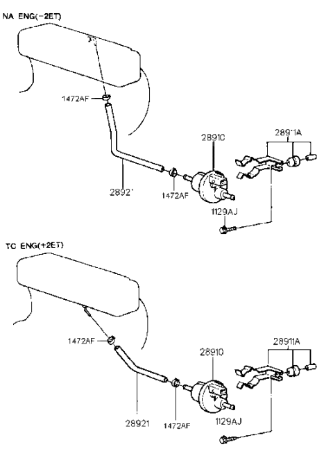 1990 Hyundai Scoupe Bracket-Canister Purge Valve Diagram for 28911-22011
