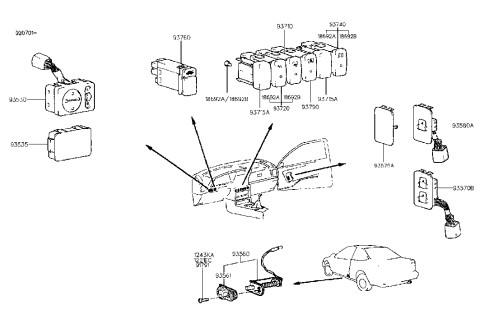 2002 Hyundai Santa Fe Switch Assembly-Hazard Diagram for 93790-23200