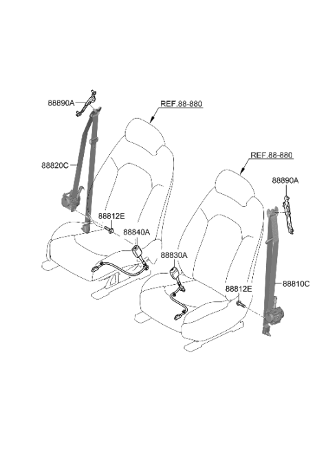 2022 Hyundai Sonata Hybrid Front Seat Belt Diagram