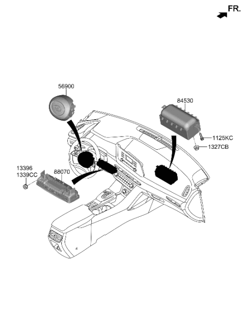 2021 Hyundai Sonata Hybrid Module Assembly-STRG Wheel Air Bag Diagram for 80100-L1500-YTH