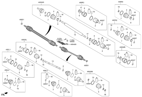 2006 Hyundai Accent Joint Kit-Diff Side,RH Diagram for 495R3-L5000