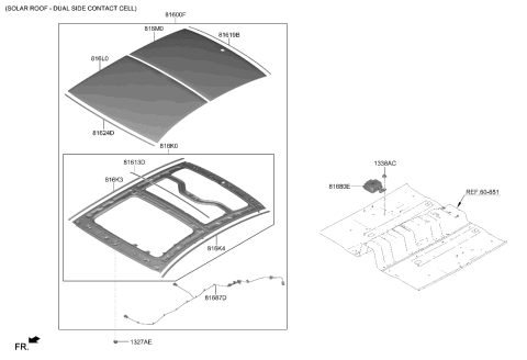 2021 Hyundai Sonata Hybrid Roof Assembly-Solar Diagram for 81600-L5500