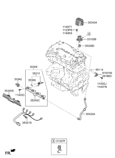 2005 Hyundai XG350 Fuel Rail-Gdi Diagram for 35304-2J604