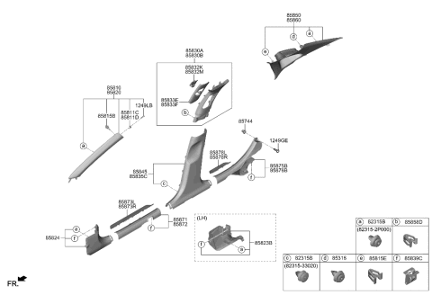 2021 Hyundai Sonata Hybrid Interior Side Trim Diagram