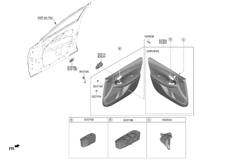 2023 Hyundai Sonata Hybrid Front Door Trim Diagram