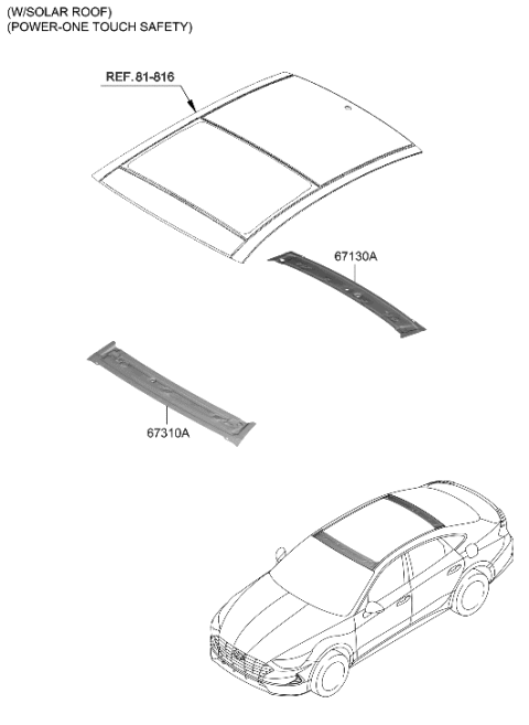 2020 Hyundai Sonata Hybrid Roof Panel Diagram 2