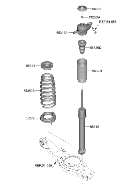 2023 Hyundai Sonata Hybrid Rear Spring & Strut Diagram