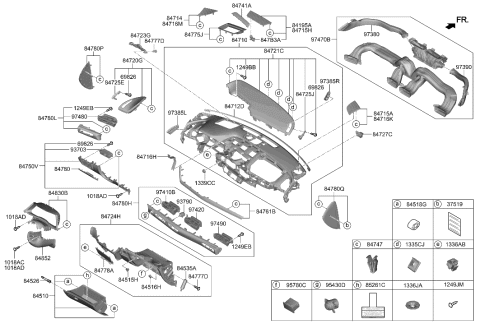 2022 Hyundai Sonata Hybrid Pad-Crash Pad Main Diagram for 84714-L1000