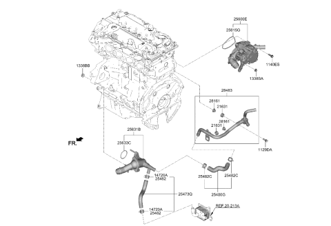 2020 Hyundai Sonata Hybrid FITTING-COOLANT INLET Diagram for 25630-2J601