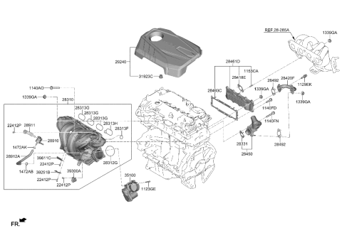 2020 Hyundai Sonata Hybrid EGR Cooler Diagram for 28460-2J300