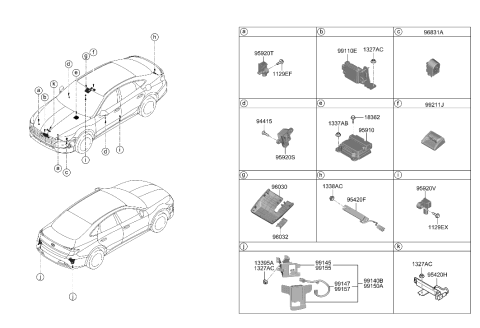 2007 Hyundai Accent Module Assembly-Air Bag Control Diagram for 95910-L5500