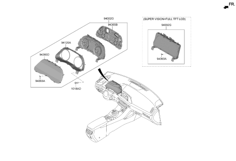 2023 Hyundai Sonata Hybrid CLUSTER ASSY-INSTRUMENT Diagram for 94021-L5240