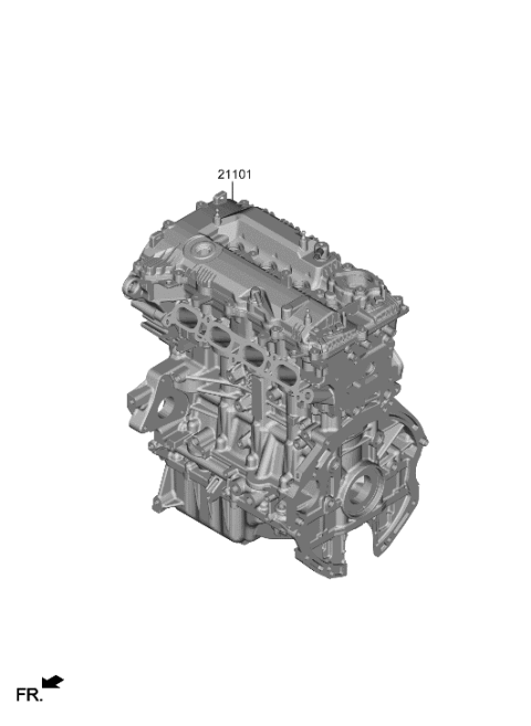 2022 Hyundai Sonata Hybrid ENGINE ASSY-SUB Diagram for 1N62G-2JA01