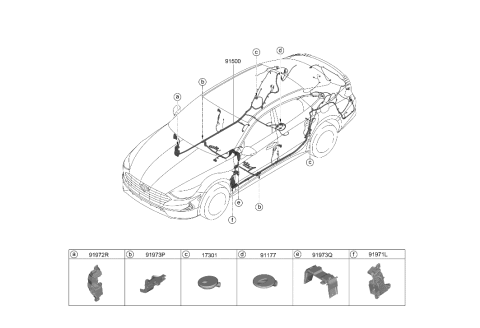 2021 Hyundai Sonata Hybrid Wiring Assembly-Floor Diagram for 91520-L5100