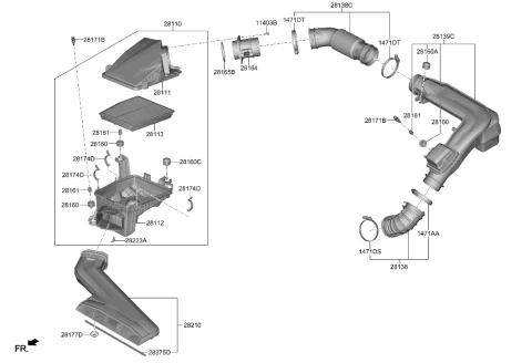 2020 Hyundai Sonata Hybrid Duct Assembly-Air Diagram for 28210-L5100