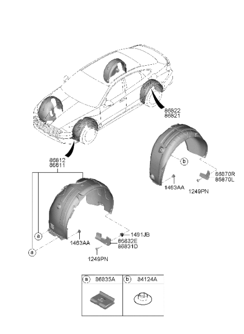 2022 Hyundai Sonata Hybrid Wheel Gaurd Diagram