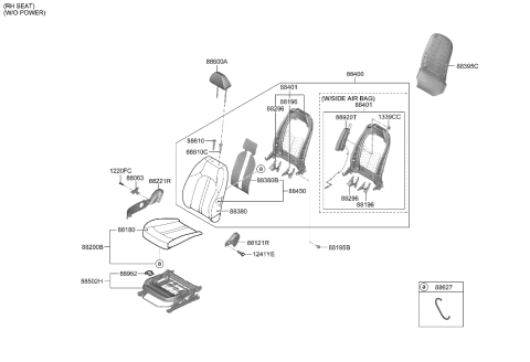 2021 Hyundai Sonata Hybrid Front Seat Diagram 1