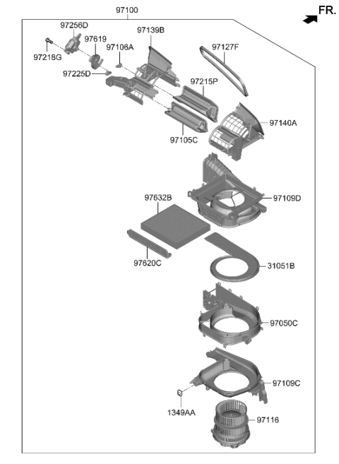 2023 Hyundai Sonata Hybrid Cover Assembly-Air Filter Diagram for 97129-L1000