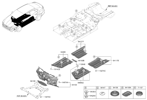 2020 Hyundai Sonata Hybrid Pad Assembly-Isolation Dash Panel Diagram for 84120-L1400