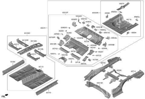 2023 Hyundai Sonata Hybrid Panel Assembly-Rear Floor,FRT Diagram for 65511-L5010