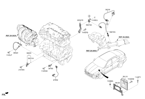 2018 Hyundai Ioniq Sensor-Crankshaft Position Diagram for 39180-2J100